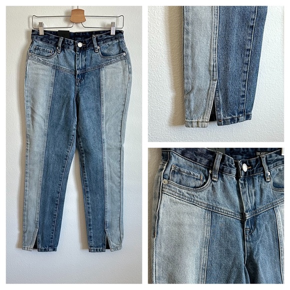 Blank NYC Blue Two Tone Split Hem High-Rise Crop Jeans Size Various - Picture 2 of 11